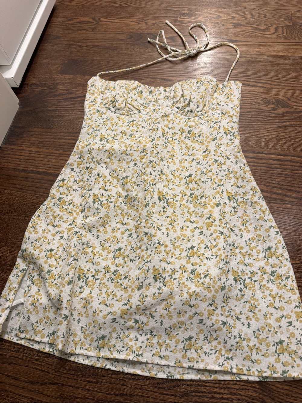 Princess Polly White Mini Dress with Yellow Floral Print